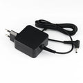 Black 45W Hua laptop adapter and charging cable with DC connector, shown with US and EU plug options.