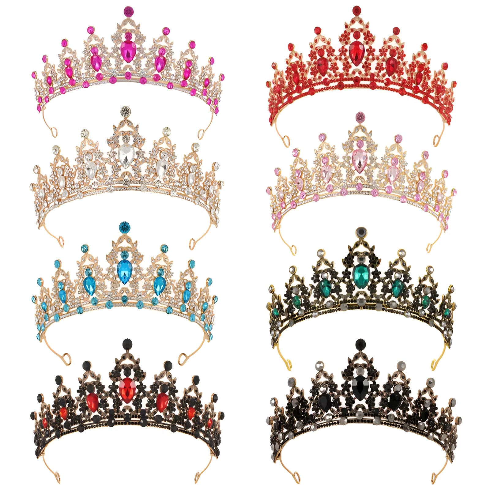 Baroque bride headdress crown with alloy construction and diamond colour finish