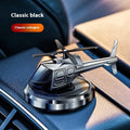 Silver solar-powered metal helicopter car ornament with rotating blades and air freshener function.