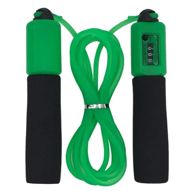 Adult fitness skipping rope with foam handles showing 3 metre PVC rope in multiple colour options
