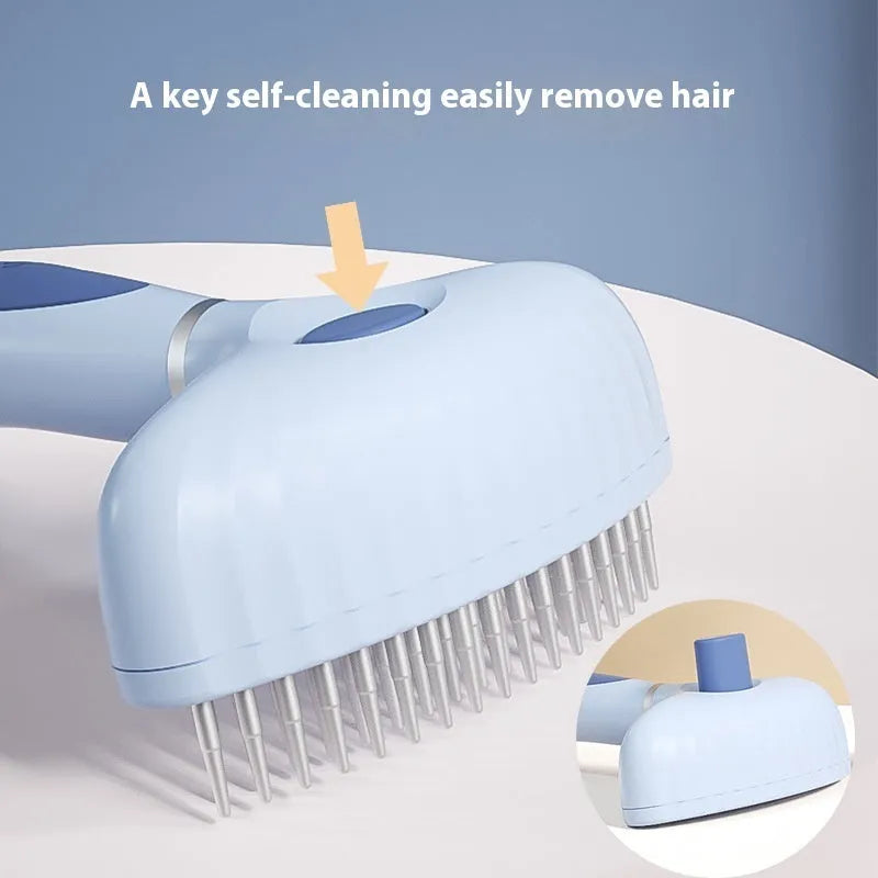 Stainless steel double row pet grooming comb for dogs in apple white or azure light blue