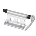 Silver metal quick-release fixing clip for bicycle handlebar or SUV rack accessory mounting