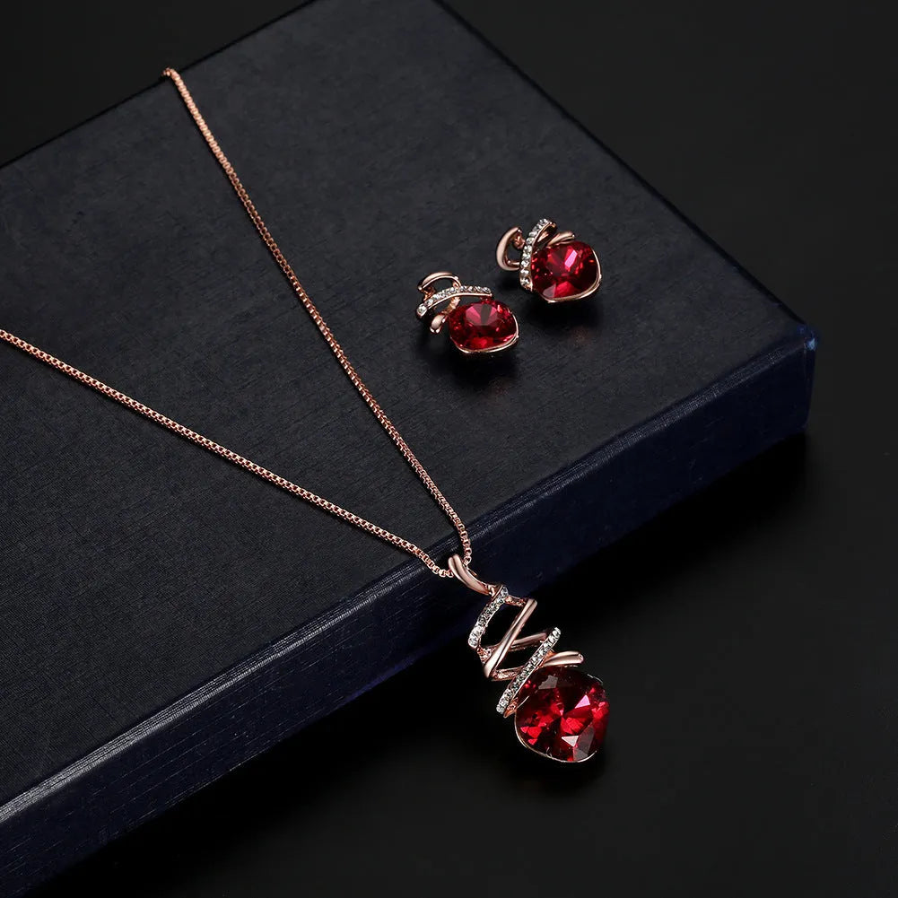 Alloy bridal jewelry set with water wave chain necklace and matching earrings silver tone
