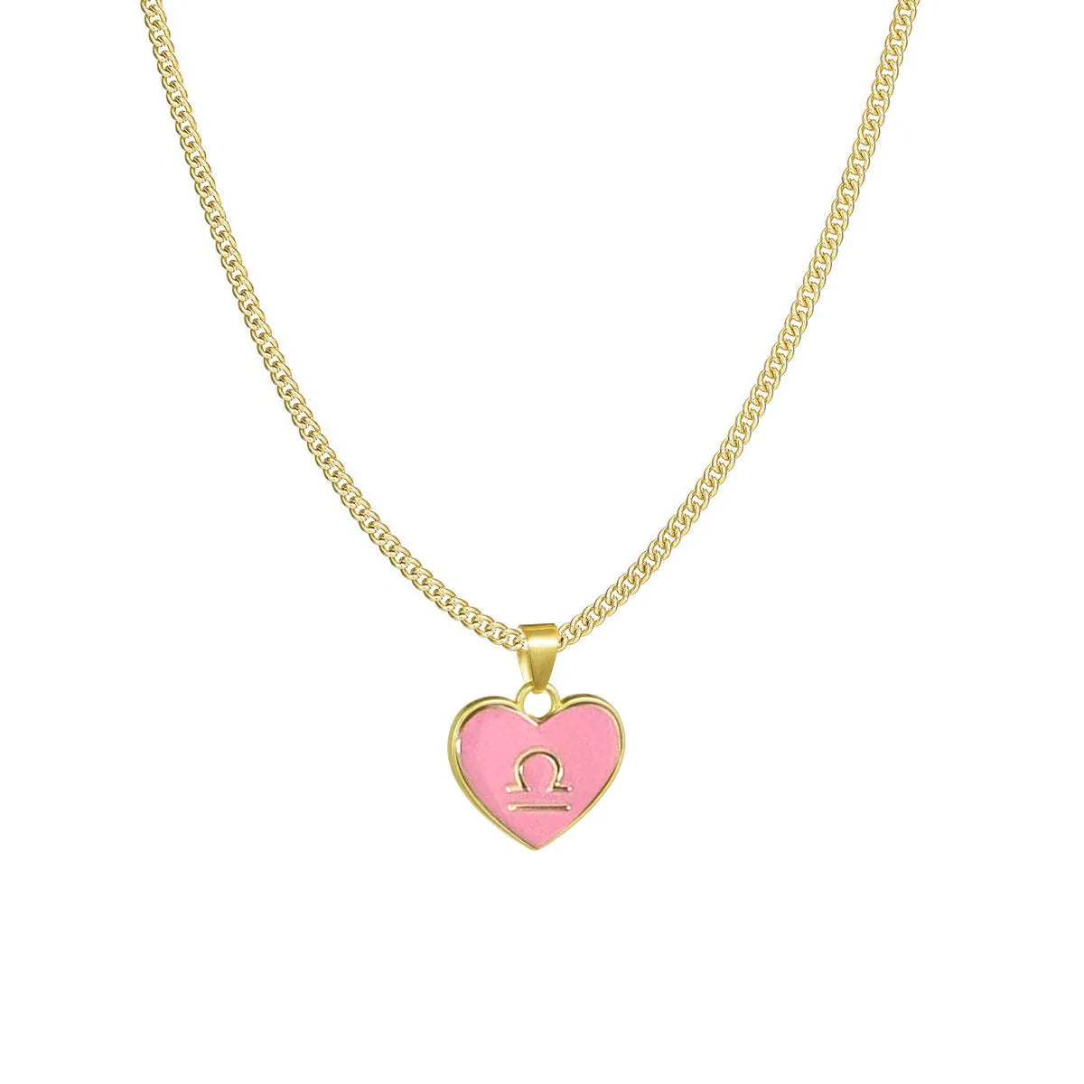 12 constellation love necklace with heart-shaped pendant and bamboo chain in a zodiac colour option