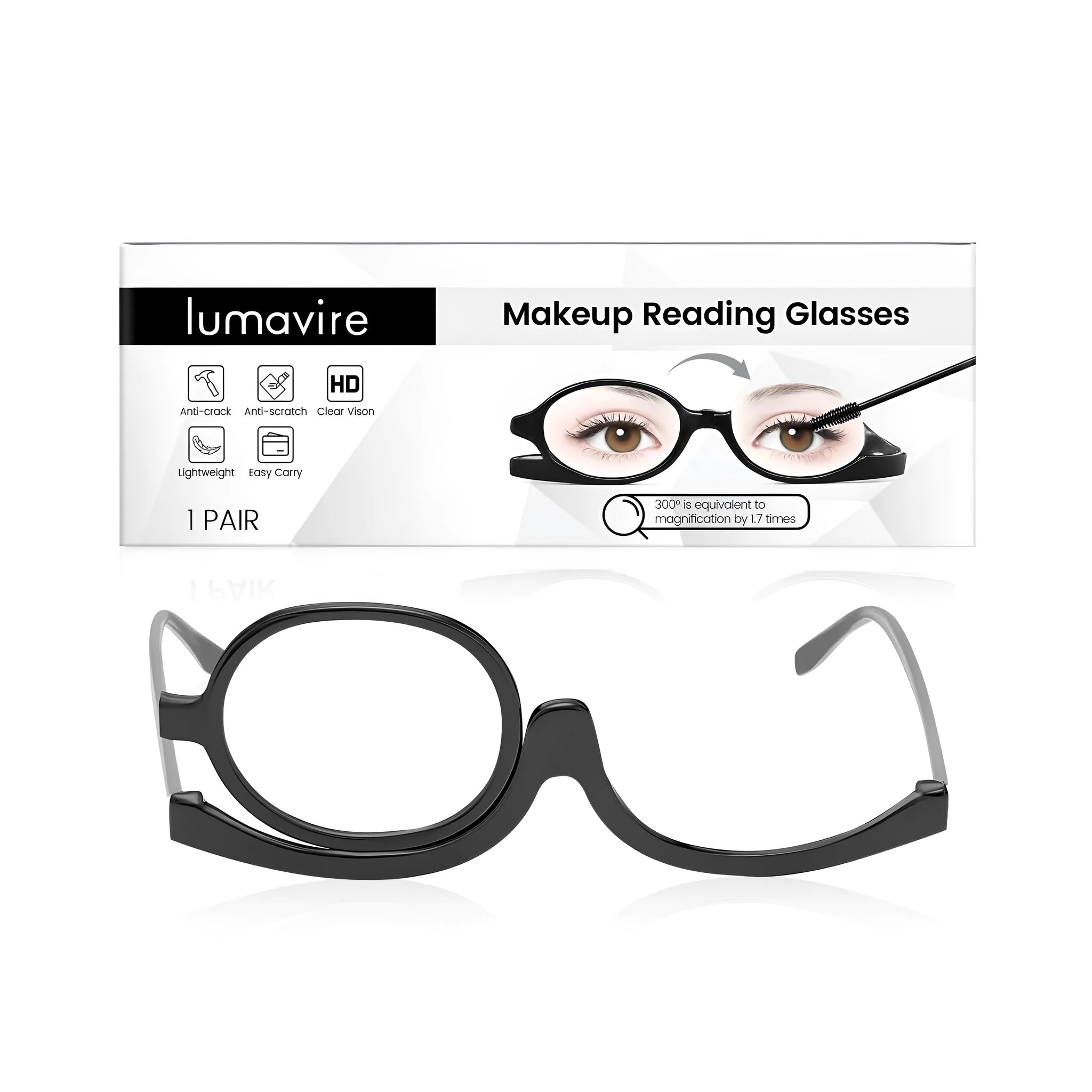 Makeup presbyopia glasses tool set with PC frame and AC lenses for cosmetic application