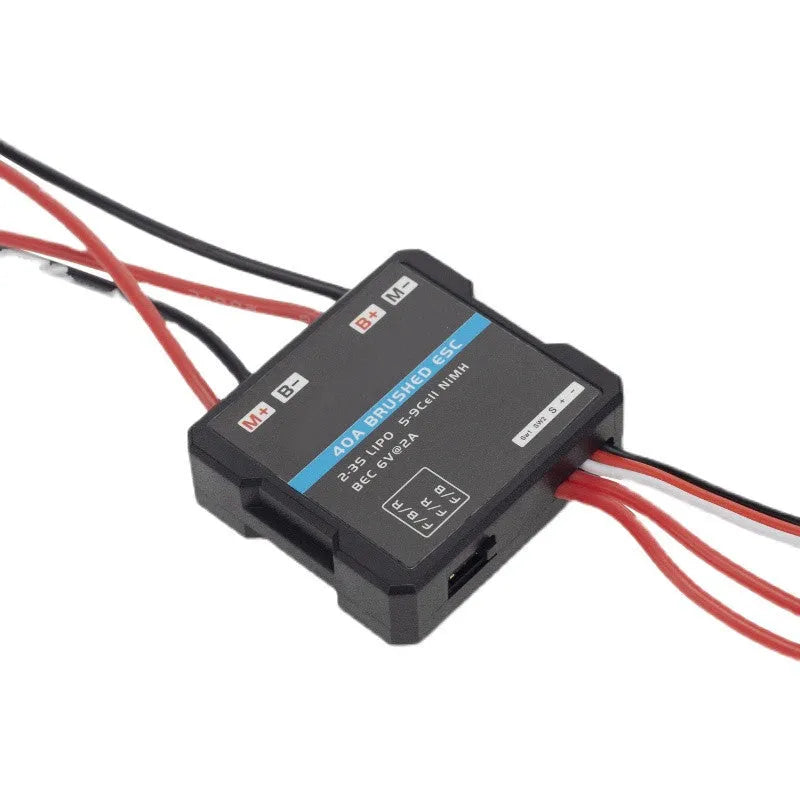 Small Boat G500 40A brushed electronic speed controller for 1/16 and 1/18 scale RC models.