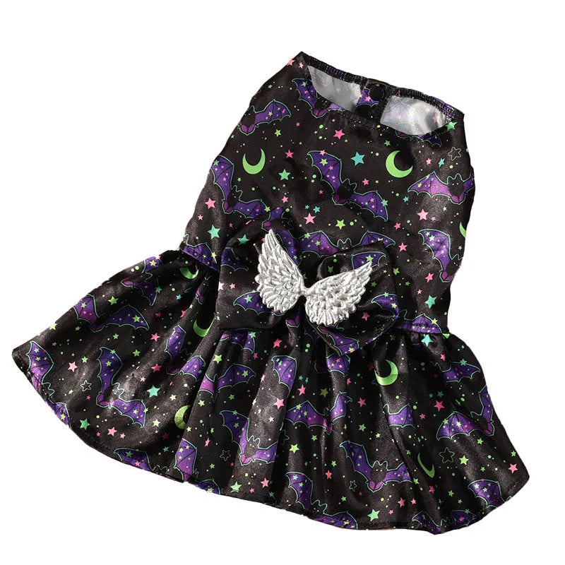 Angel wings Halloween costume for dogs in bright pumpkin and bright bat colour options