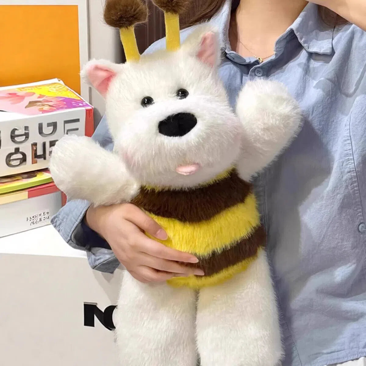 Running Bee West Highland running puppy plush toy doll 45cm tall with PP cotton filling in white colour