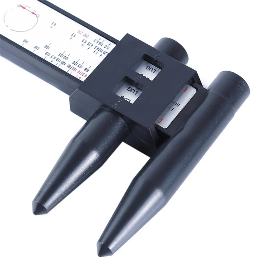 Electronic digital caliper hole distance measuring tool with plastic construction and digital display