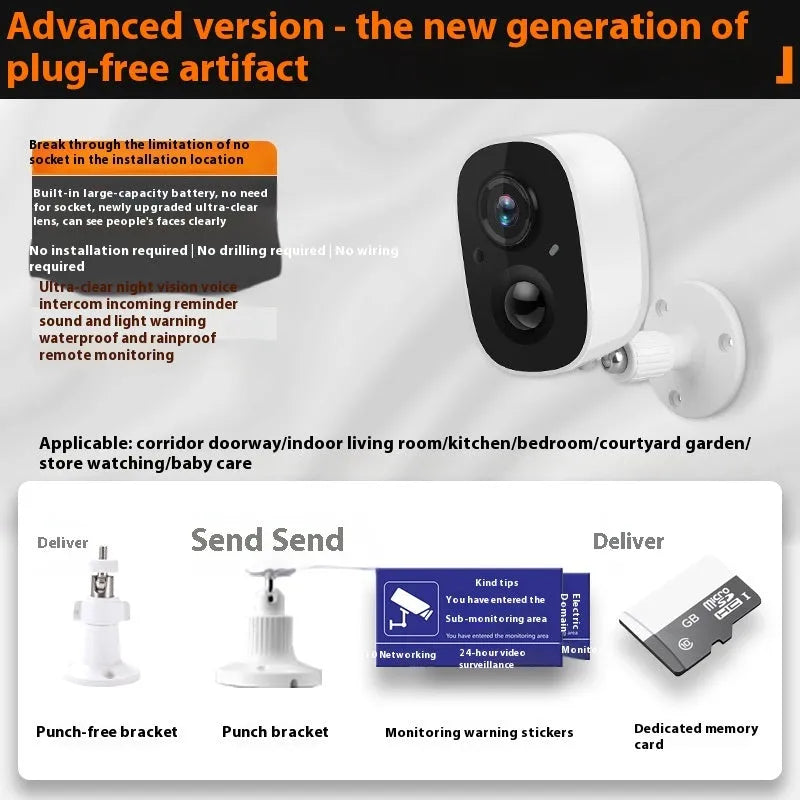 Battery-powered wireless Wi-Fi indoor surveillance camera with 1.2-inch ball design