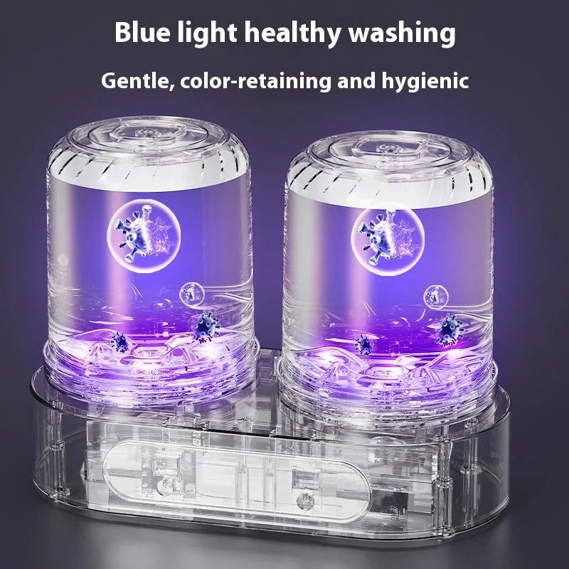 White double bucket mini underwear washing machine with USB power connection