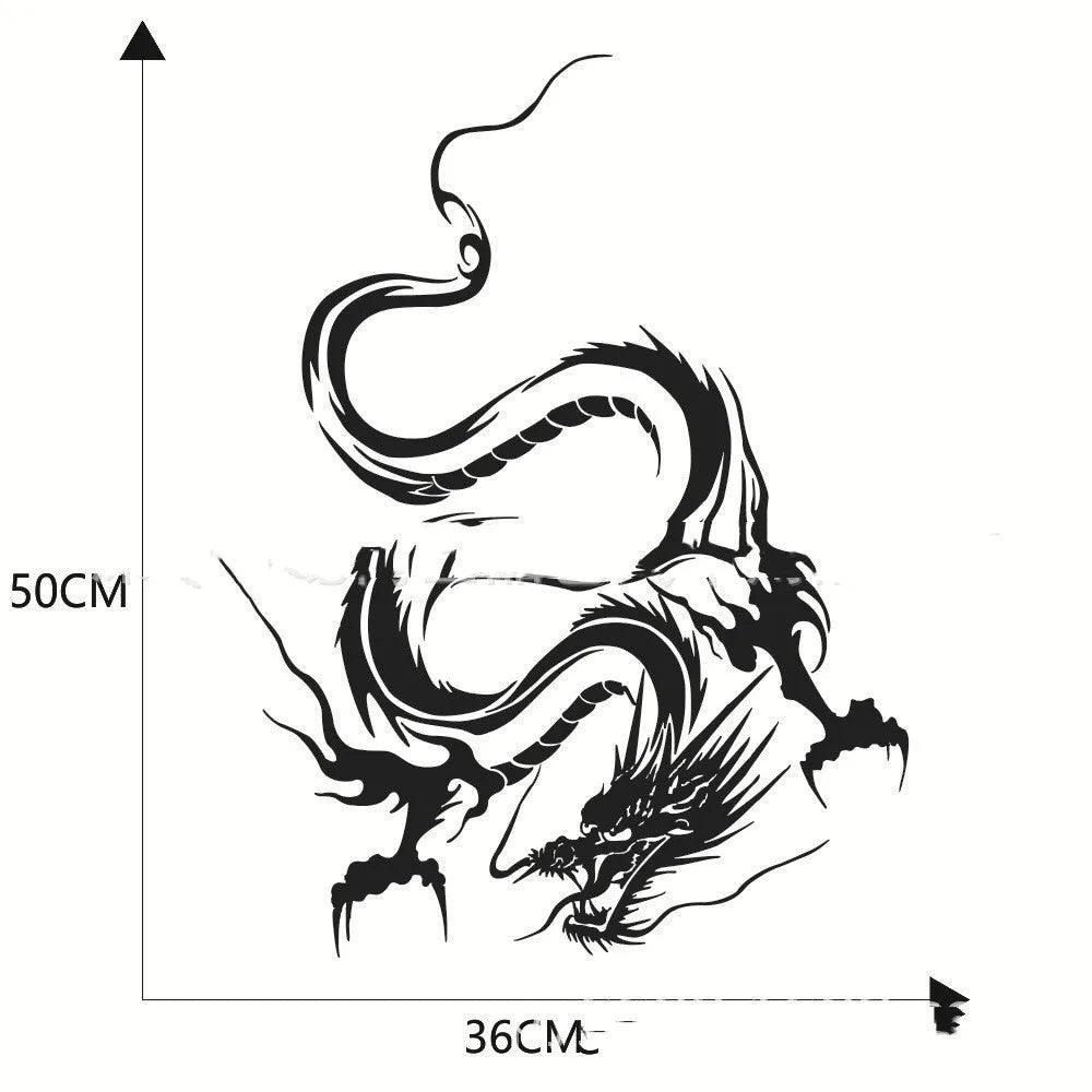 50x36 cm dragon car sticker in PET vinyl with colour options for vehicle modification