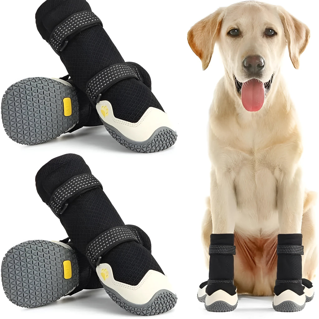 Dog shoes for medium and large dogs, soft rubber sole, no heel slippage, black cloth gray colour, waterproof non-slip
