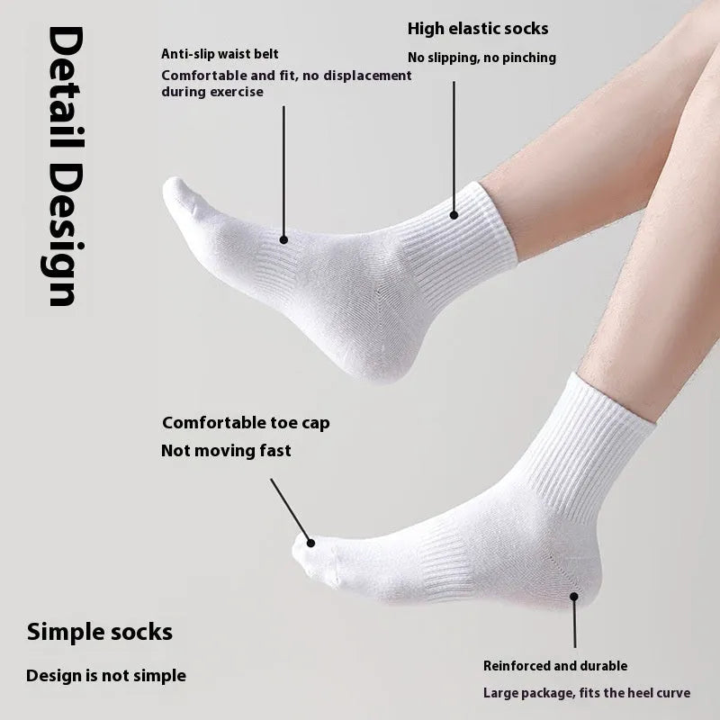 Men's 7A antibacterial cotton knee-high socks in black and grey free size options