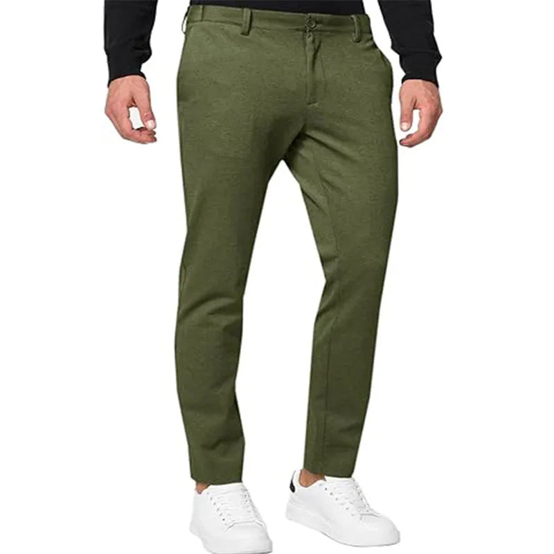 Men's slim-fit tapered chino trousers in dark grey high elasticity fabric