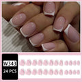 White acrylic nail tips with plaid pattern design, 24 pieces for DIY manicure extensions
