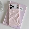 PC soft shell phone case with pleated crepe pattern, anti-fall and anti-fingerprint, for iPhone 14-17 series in pink