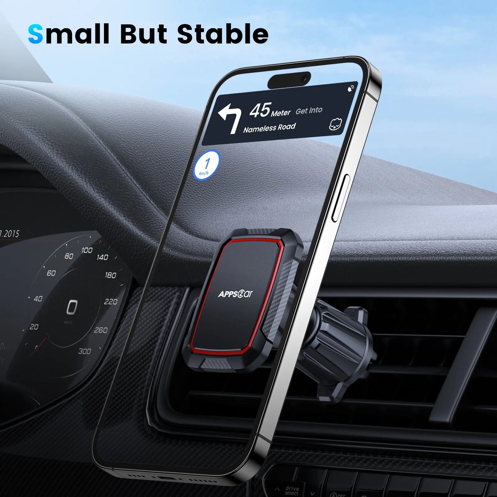 Black snap-on car air outlet phone holder M06-AV6S for universal vehicles with rechargeable battery