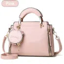 Cute little cat design large-capacity shoulder square bag in soft PU with patch pocket