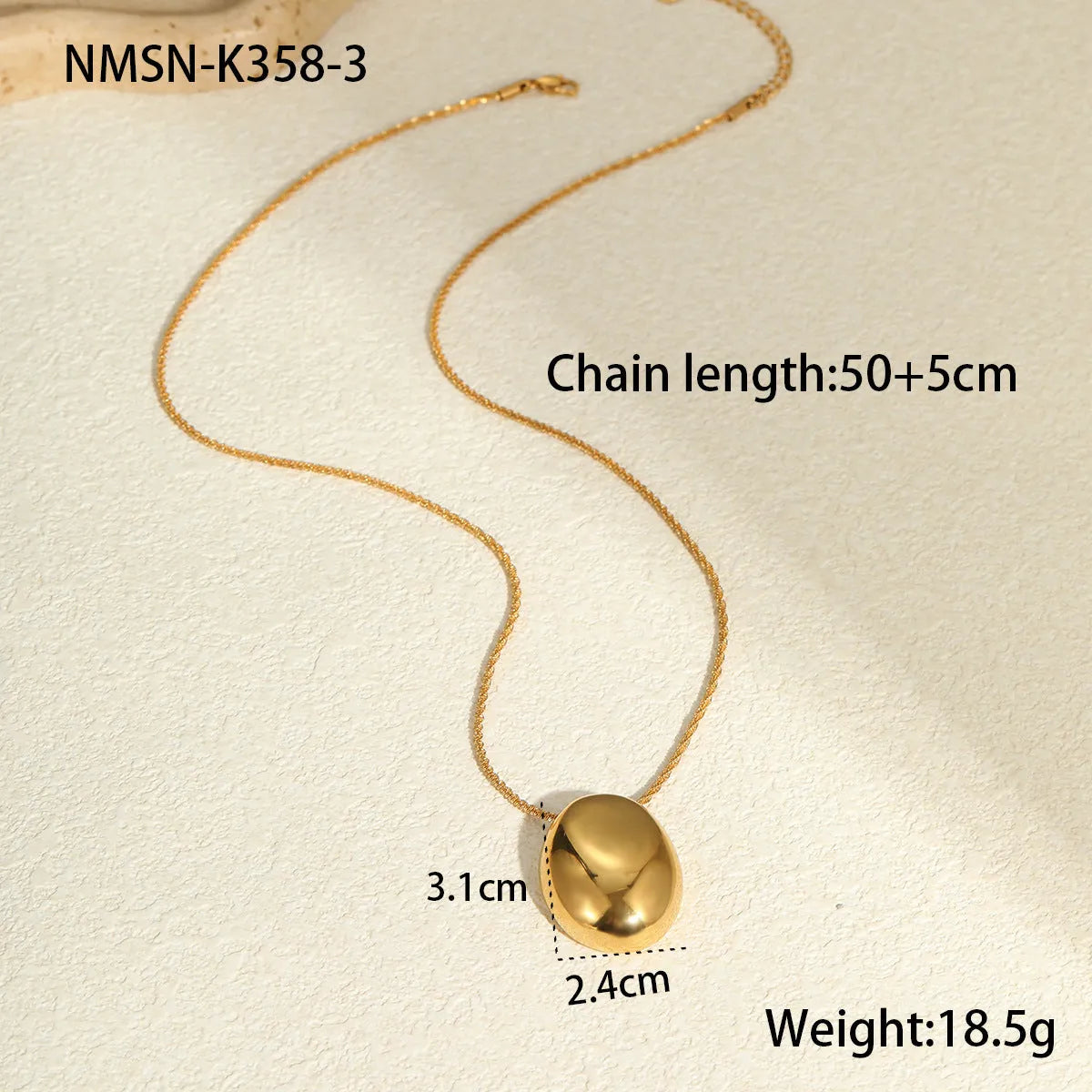 Gold geometric pendant necklace with adjustable 41-50cm chain on stainless steel with 18K gold-plating