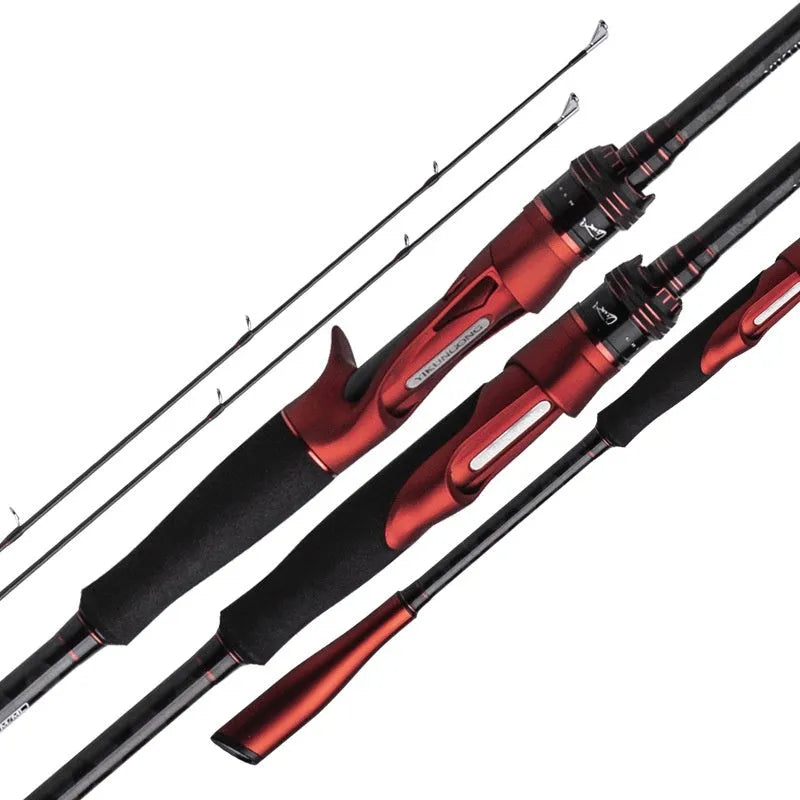 Carbon ultralight fishing rod showing straight handle and pikestaff style options for lure casting.