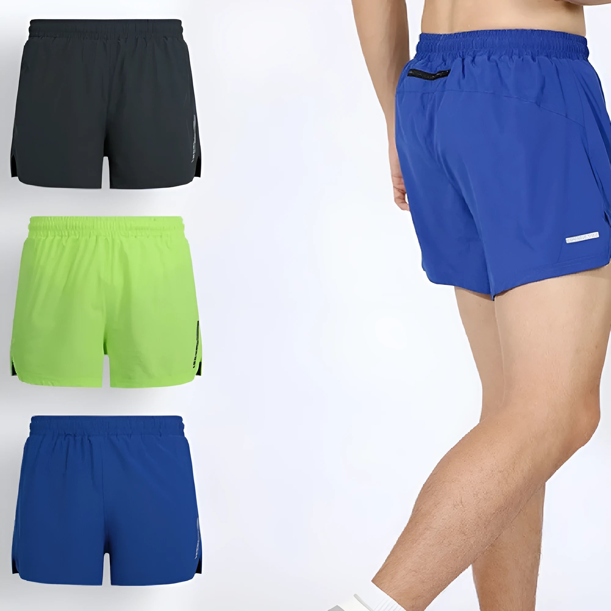 Men's straight-cut quick-drying running shorts in polyester available in four colours