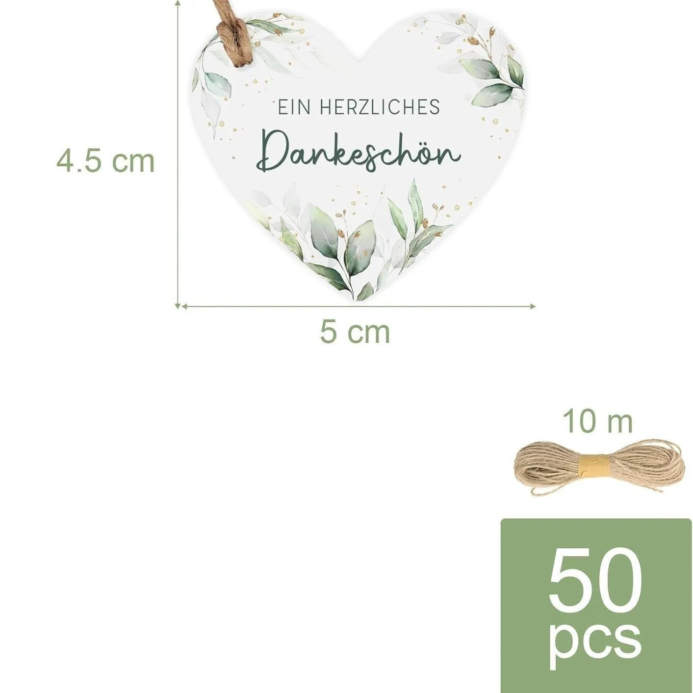 50-piece set of half-handmade paper gift tags in flower and heart shapes, two colour styles.