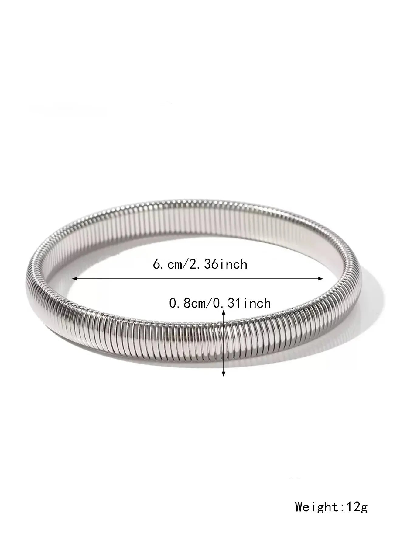 Women's elastic titanium steel bracelet with vertical stripe ring pattern in gold colour