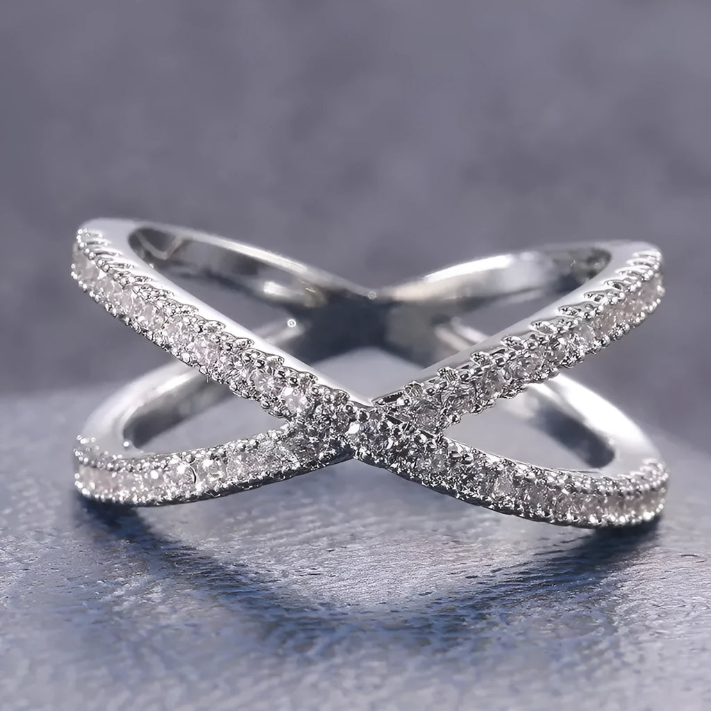 Gold cross ring for women made of alloy with electroplated finish, geometric shape, and XOXO element