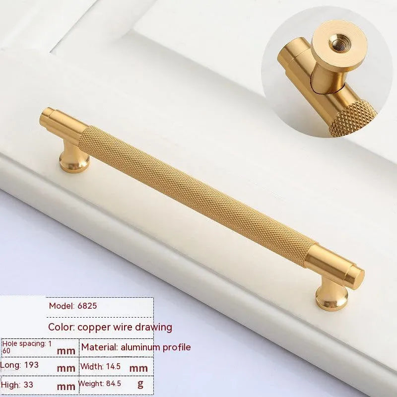 Brushed brass aluminium furniture handle with European style design for cabinets and drawers