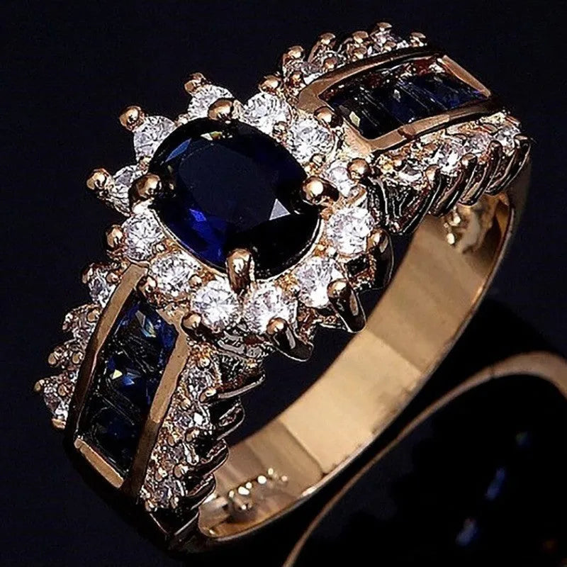 Personalised unisex zinc alloy fashion ring with diamond-set sunflower or square-cut zircon designs in sizes 6 to 11