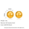 Stainless steel ball stud earrings with gold or silver plating in 3mm, 4mm, 5mm, and 6mm sizes