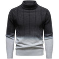Men's gradient colour half turtleneck sweater with batwing sleeve in dark gray collar