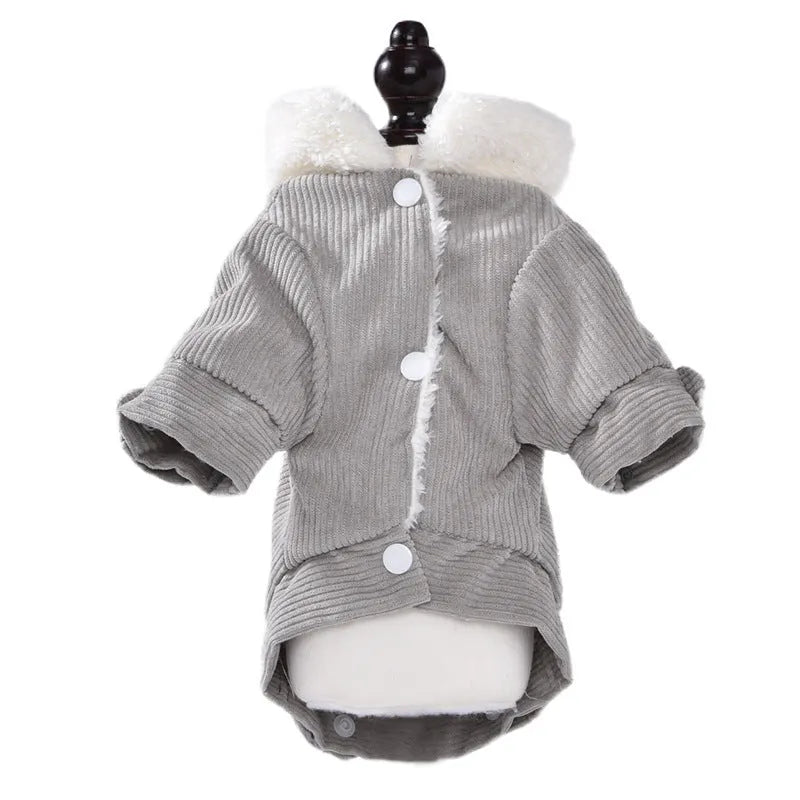 Lambswool fleece-lined padded vest for dogs and cats in grey and pink colours