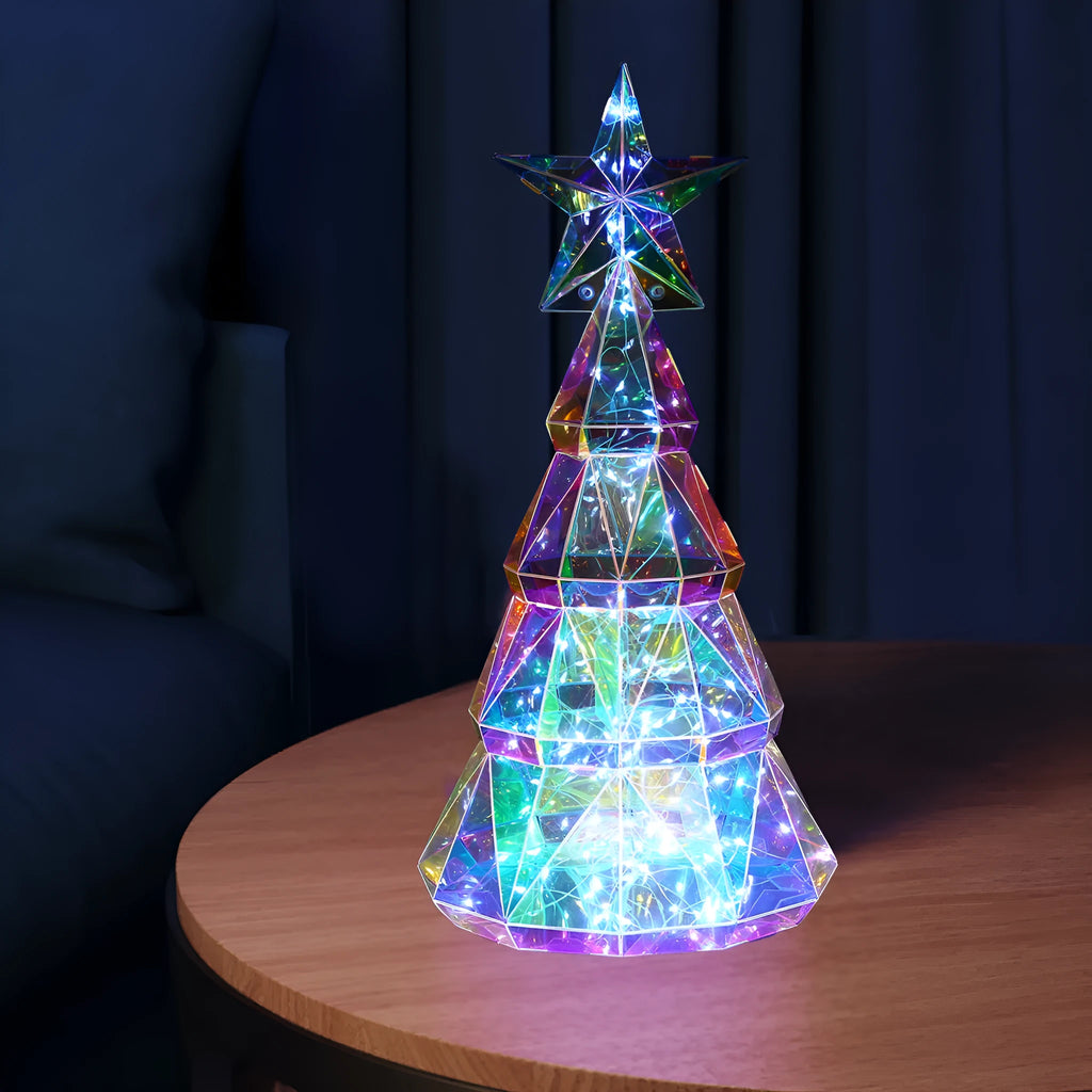 Colourful Christmas tree luminous toy decoration with cartoon styling measuring 20cm tall
