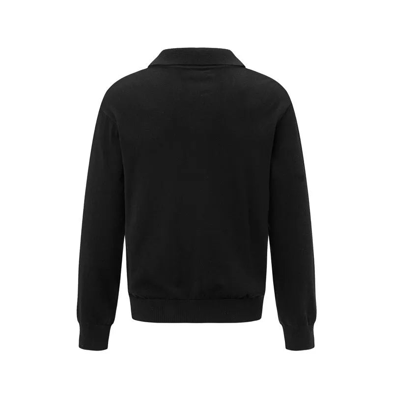 Men's loose fit casual pullover sweater in black, dark grey and beige colours with Asian sizing