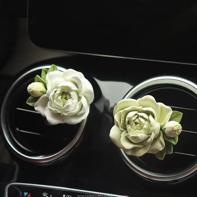 Jasmine car perfume solid gypsum vent clip in off white or fresh green with essential oil