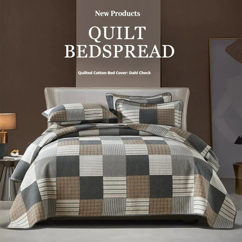 Pure cotton bedspread three-piece set with geometric pattern for 1.8 metre bed