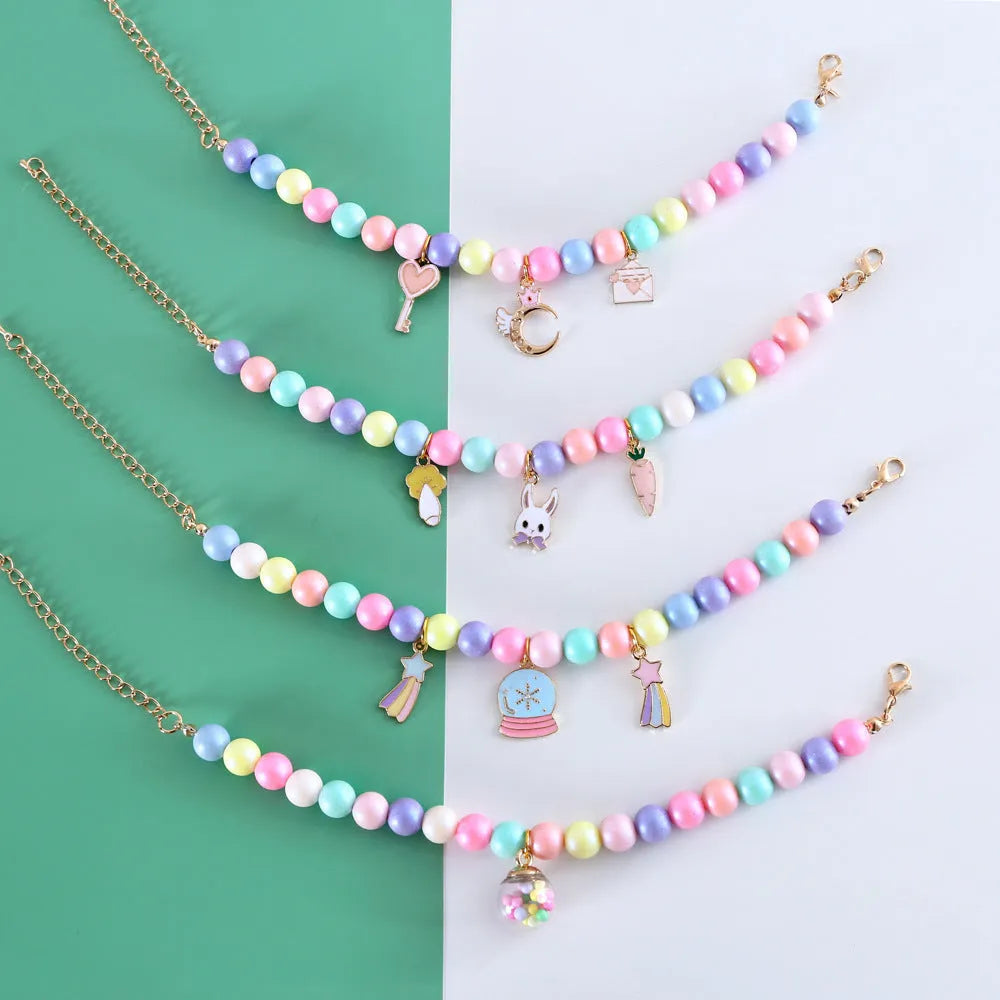 Colourful resin bead pet headdress collar with macaron-themed charms for cat or dog birthday accessories