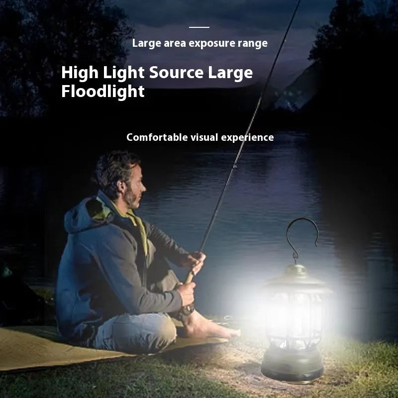 Portable head lamp in dark green, black or red colours with multiple power options for camping and work