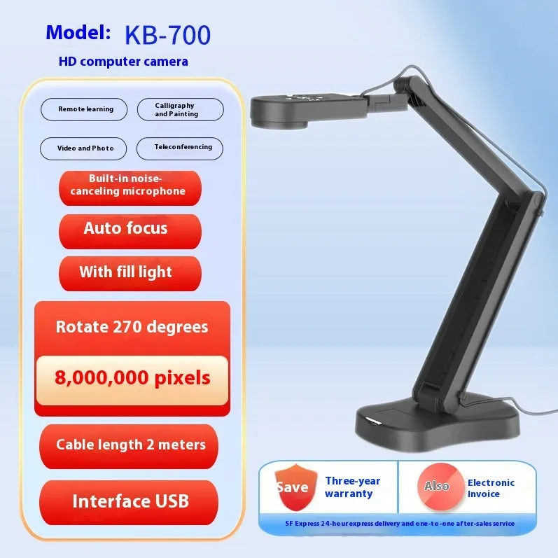 Auto focus USB webcam with microphone for computer video calls and live streaming.