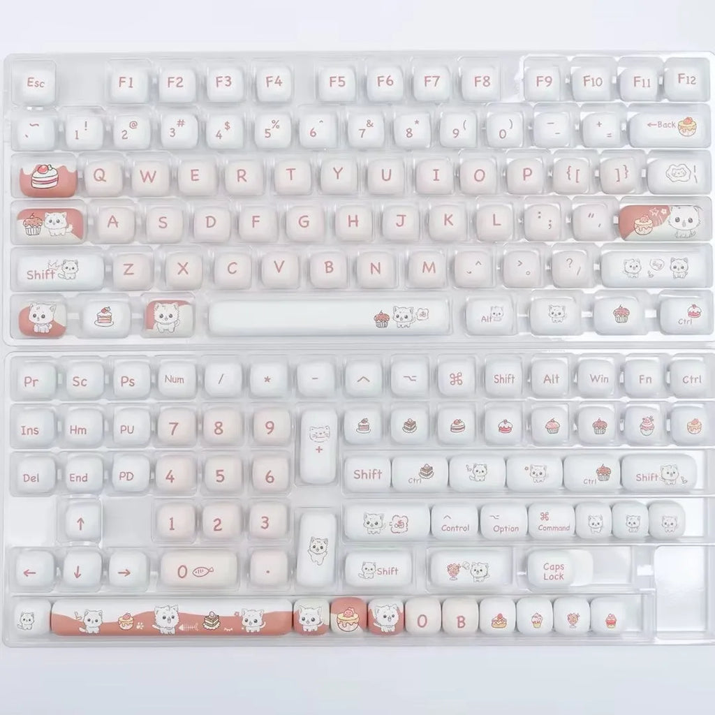 Dessert cat cartoon key cap set for mechanical keyboards with colourful artwork
