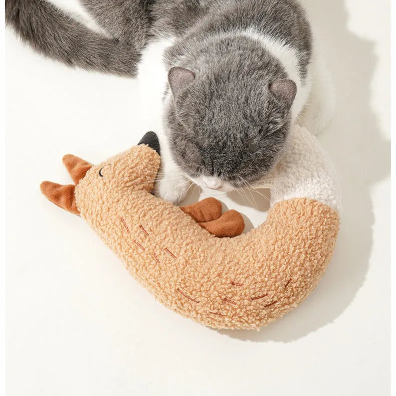 Cartoon fox and duckling pet chew toys with sound paper inside, made from teddy velvet fabric