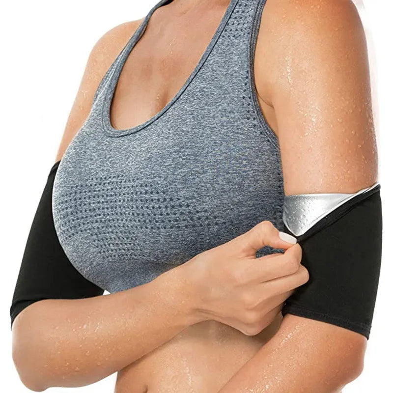 Arm band sports sweatband shown in blue, silver, black and yellow, and black and red colour options.