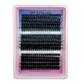 Mixed box of false eyelashes showing five different style specifications for a messy look.