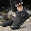 Men's waterproof snow boots with cotton upper, rubber sole, artificial plush lining in black, blue, green or yellow