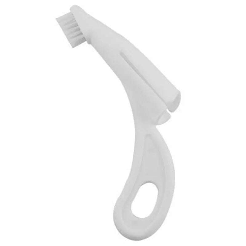 Red and white pet finger toothbrushes with silicone bristles for dog and cat dental care