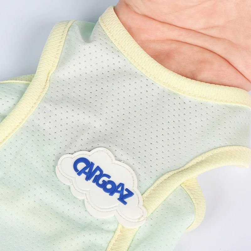 Grass green polyester cat vest with anti-lint summer design