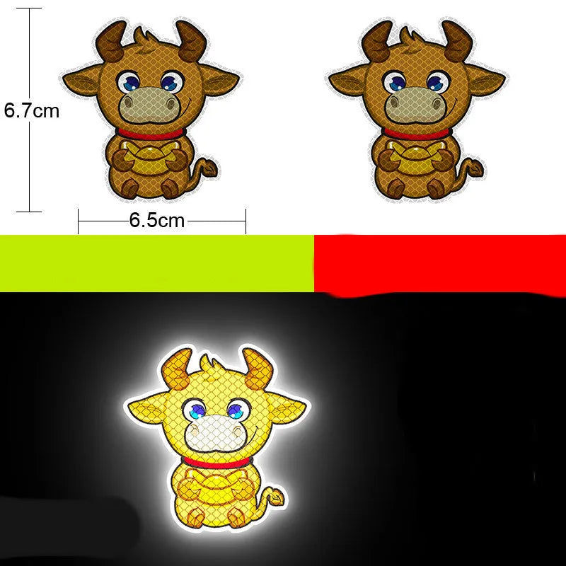 Pair of reflective diamond film warning stickers for vehicles measuring 9 by 5 centimetres