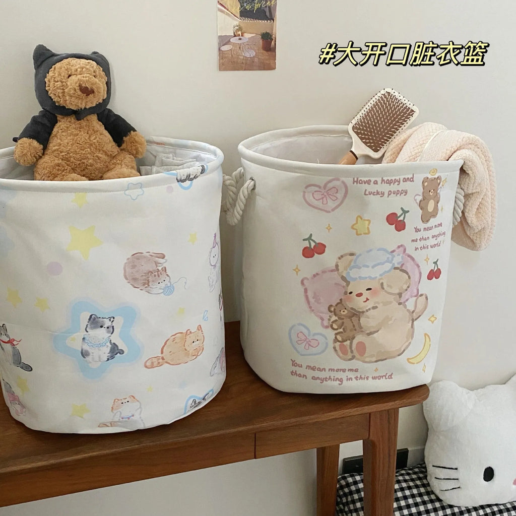 Foldable cotton laundry basket in modern simple design with large capacity for bedroom bathroom storage